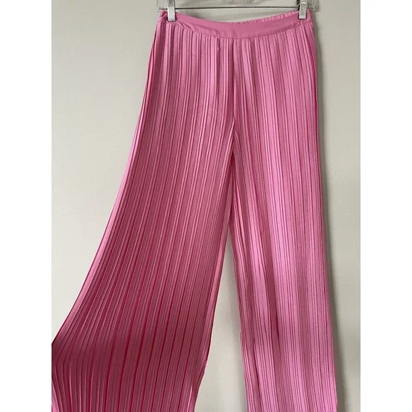 Free People Rococo Sand Women Wide Leg Pleated Mid Rise Pink Pants Sz XS New